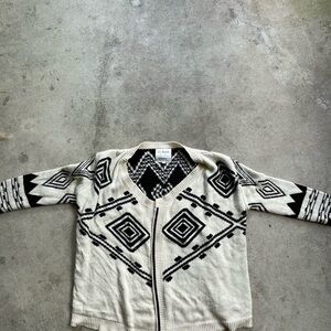 Ci Sono Black and White Geometric Cardigan